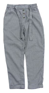 Černo-bílé vzorované úpletové kalhoty s páskem zn. H&M
