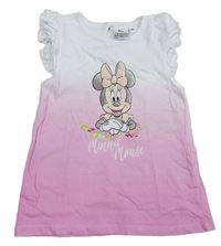 Bílo-světlerůžové tričko s Minnie zn. Disney