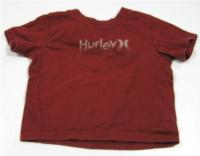 Vínové tričko s nápisem zn. Hurley 