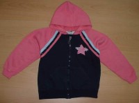 Tmavomodro-růžová propínací mikča s kapucí a hvězdou