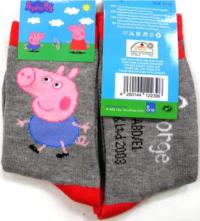 Outlet - Šedo-červené ponožky Peppa Pig vel. 23-26