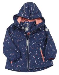 Tmavomodrá melírovaná softshellová bunda s kapucí a nápisy zn. C&A