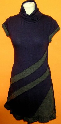Dámské fialovo-šedé šaty s rolákem