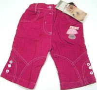 Outlet - Růžové manžestrové oteplené kalhoty s nášivkami