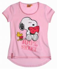 Nové - Světlerůžové tričko se Snoopym