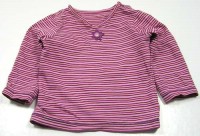 Růžovo-fialovo-bílé pruhované triko s kytičkou zn. TU