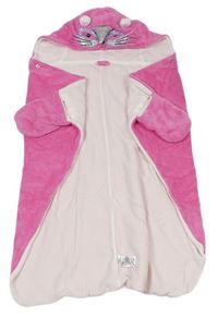 Růžová chlupatá deka/župan s kapucí s čumáčkem zn. Matalan