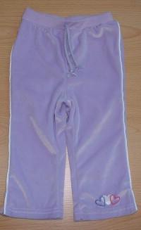 Fialové sametové kalhoty se srdíčky 