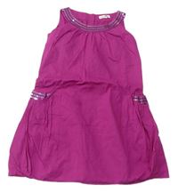 Purpurové plátěné šaty s flitry zn. M&S