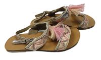 Růžovo-béžové letní sandálky s kamínky zn. George vel. 29