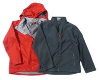 2set- Červená šusťáková bunda s kapucí  + Šedá fleecová propínací mikina zn. Tog24
