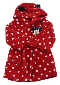 Červený puntíkatý chlupatý župan s kapucí - Minnie zn. Disney