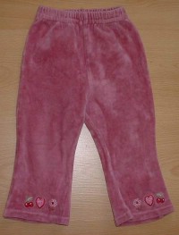 Růžové sametové kalhoty s výšivkami zn. George