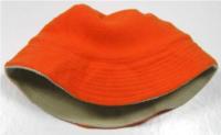 Oranžovo-béžový fleecový oboustranný klobouček 