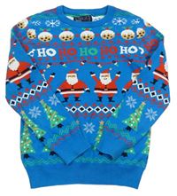 Tyrkysový svetr s Vánočními obrázky zn. Next