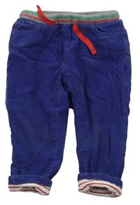 Modré manšestrové podšité kalhoty s úpletovým pasem zn. Mini Boden