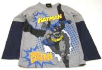 Šedo-tmavomodré triko s Batmanem 