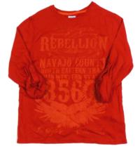 Červeno-oranžové triko s potiskem zn. F&F 