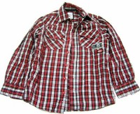 Červeno-bílá kostkovaná košile s nášivkami zn. TU