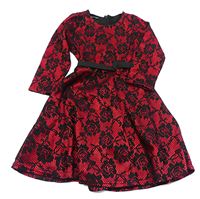 Červeno-černé krajkované šaty 