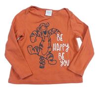 Oranžové triko s tygříkem a nápisem zn. Disney