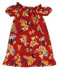Červeno-barevné květované lehké šaty zn. Primark