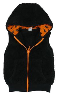 Černá chlupatá propínací vesta s kapucí zn. Kiki&Koko