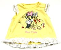 Žluto-bílé tričko s Minnie zn. Disney