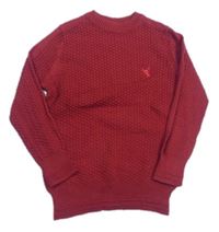 Červený vzorovaný svetr s výšivkou zn. M&Co