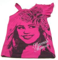 Růžové tričko s Hannah Montanou a kamínky zn. George