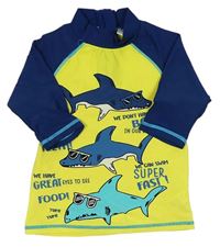 Žluto-tmavomodré UV triko se žraloky zn. Miniclub