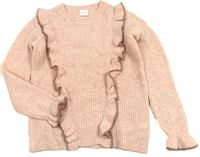 Růžový melírovaný svetr s volánky zn. F&F