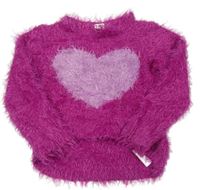 Růžový chlupatý svetr se srdíčkem zn. Kiki&Koko