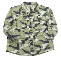 Zeleno-krémovo-antracitová army riflová košilová bunda zn. Tu