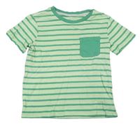 Zelankovo-zelené pruhované tričko s kapsou zn. H&M