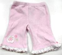 Růžové sametové kalhoty s kytičkami zn. St. Bernard 