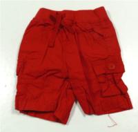 Červené 3/4 plátěné rolovací kalhoty s kapsami zn. Cherokee 