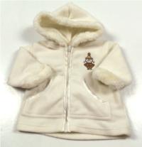 Bílá fleecová propínací bundička s kapucí a výšivkou 