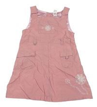 Růžové podšité šaty s kytičkami s flitry zn. Adams