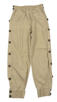 Béžové plátěné cuff kalhoty s knoflíčky zn. Shein 