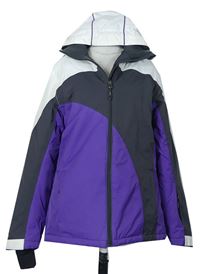Dámská fialovo-šedo-bílá šusťáková lyžařská bunda s kapucí zn. Crane 