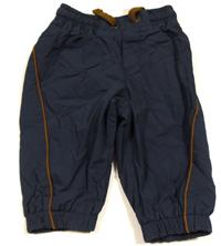 Tmavomodré plátěné oteplené cuff kalhoty s proužkem zn. H&M
