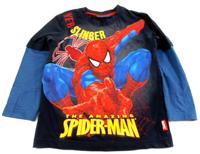Tmavomodro-modré triko se Spidermanem 