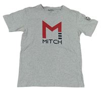Šedé melírované tričko s logem zn. Mitch