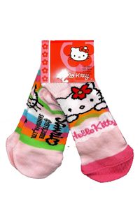 Nové - 2pack - Růžové + pruhované ponožky s Hello Kitty zn. Sanrio vel. 15-18