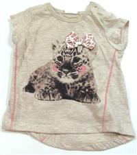 Béžové melírované tričko s tygrem zn.F&F