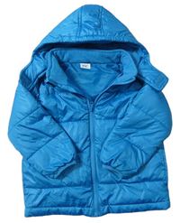 Modrá prošívaná šusťáková jarní zateplená bunda s kapucí zn. F&F