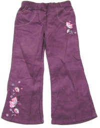 Fialové manžestrové kalhoty s motýlky zn. M&Co