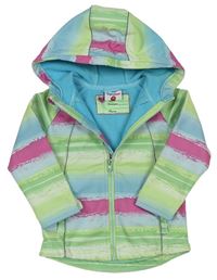 Zelenkavo-modro-růžová pruhovaná softshellová bunda s kapucí zn. Topolino