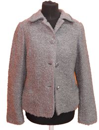 Dámský šedý huňatý jarní kabátek zn. Marks&Spencer 